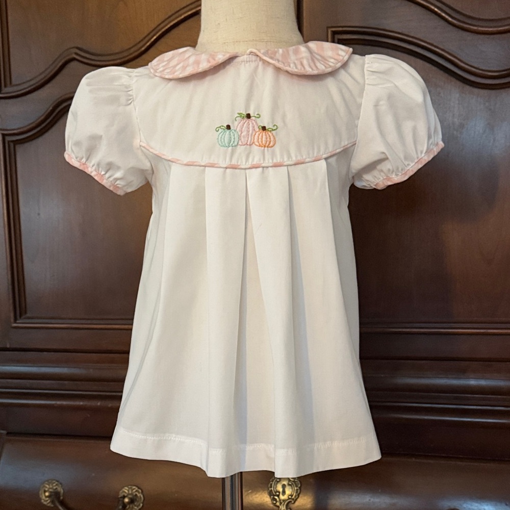 Girls SHRIMP & Embroidered Pumpkin Top Size 2T
